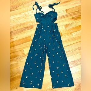 Abercrombie & Fitch Dark Teal Floral Jumpsuit